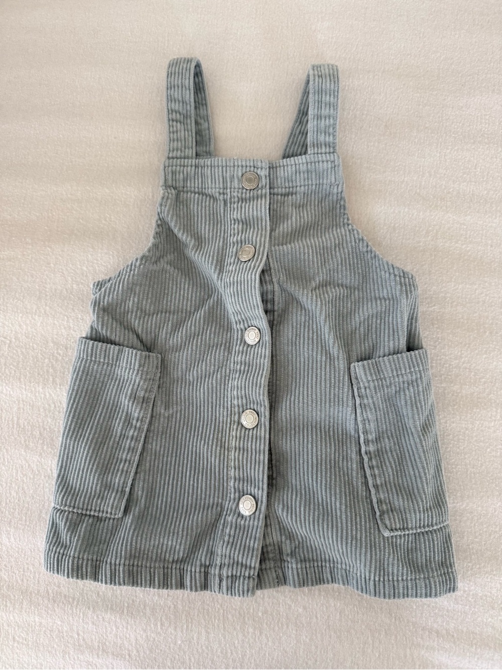Zara Light Gray Corduroy Button-Front Pinafore